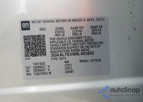 2021 GMC Terrain Sle from USA, damaged, VIN 3GKALTEV6ML401602